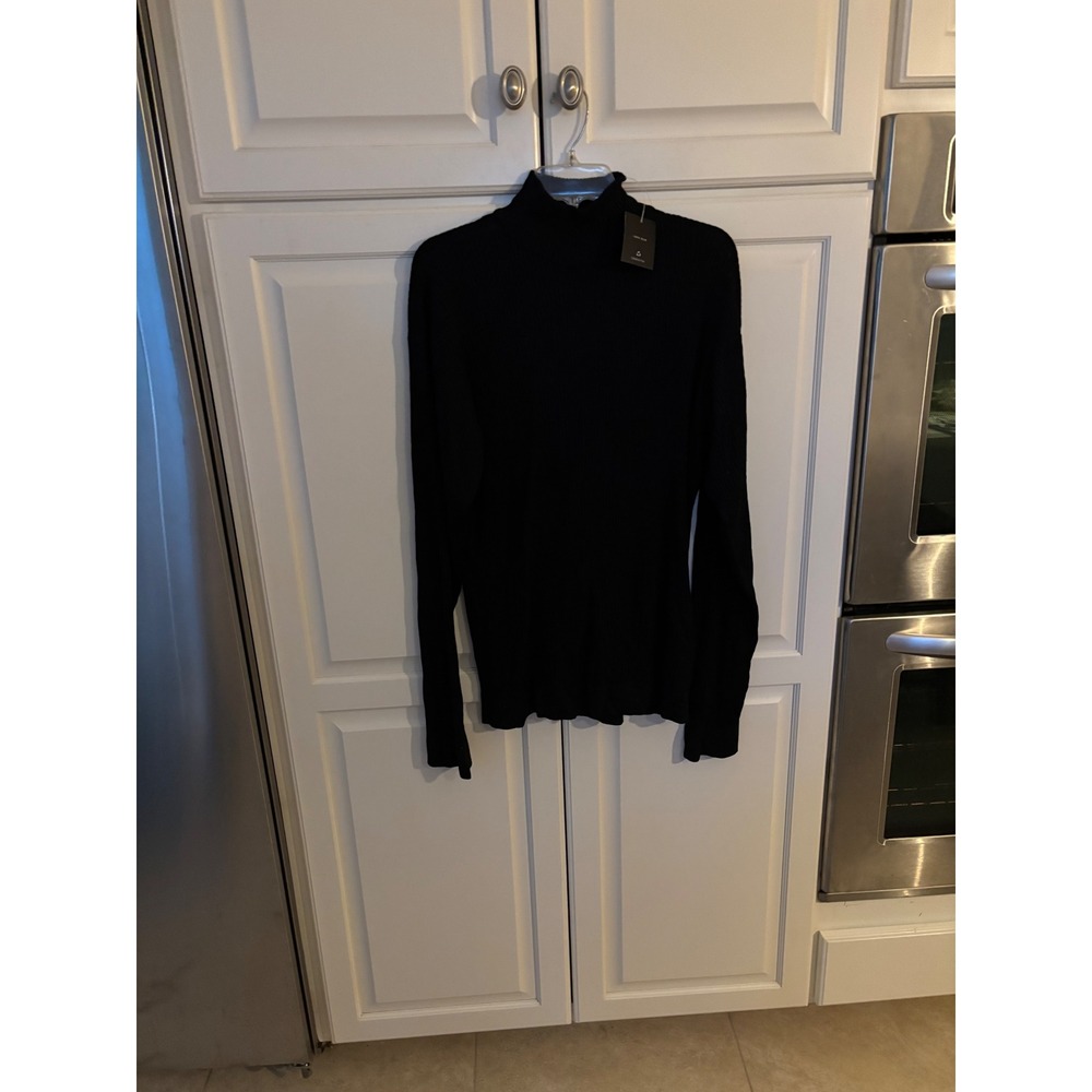 Claiborne Women Black 100% Silk Ribbed Mock Neck Turtleneck Sweater NWT MERUO